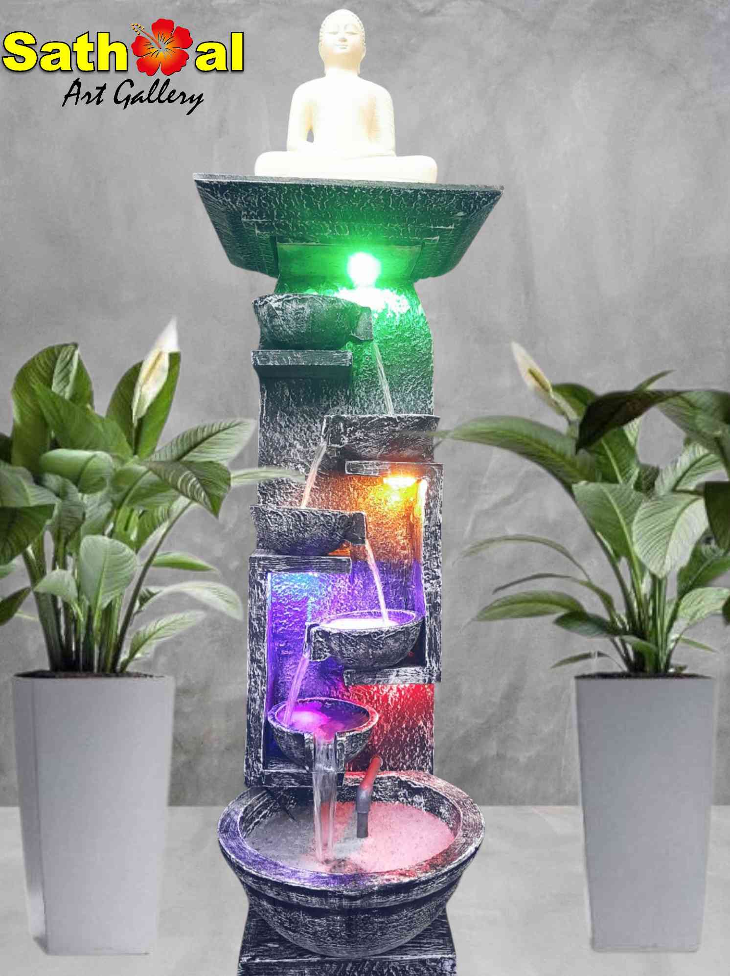 කප් පහ සහිත දියඇලි පහන් කණුව